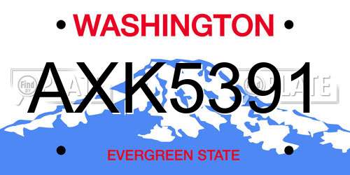 AXK5391 Washington License Plate