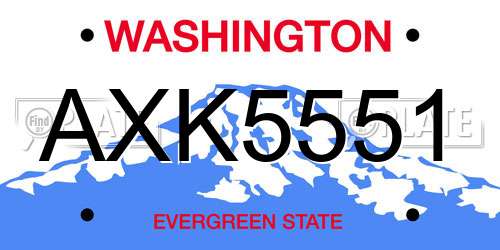 AXK5551 Washington License Plate
