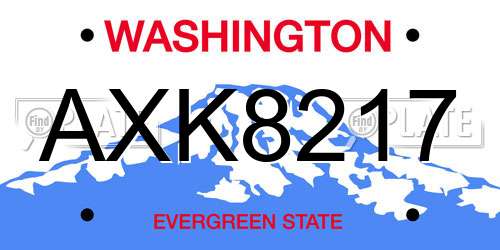 AXK8217 Washington License Plate