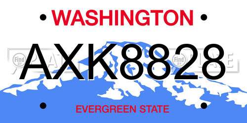 AXK8828 Washington License Plate