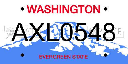 AXL0548 Washington License Plate