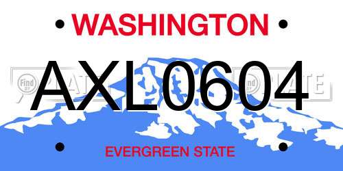 AXL0604 Washington License Plate