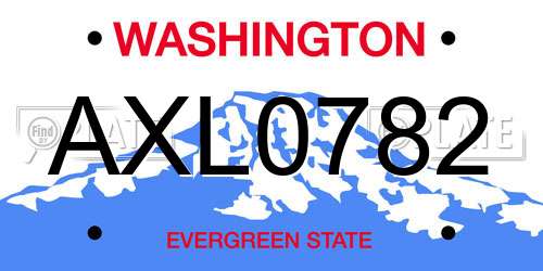 AXL0782 Washington License Plate