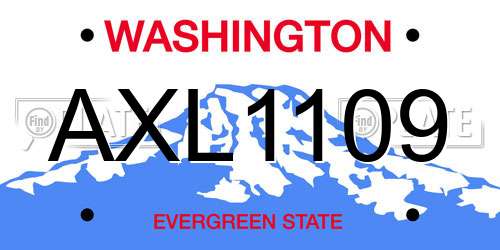 AXL1109 Washington License Plate