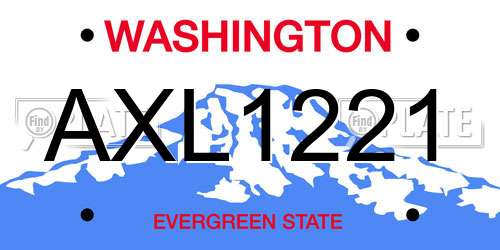 AXL1221 Washington License Plate