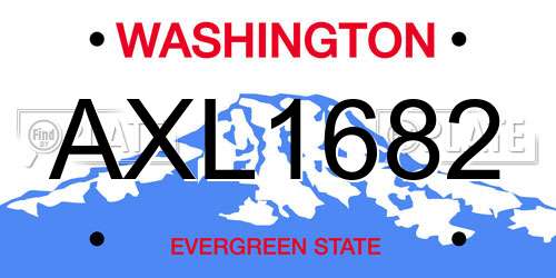 AXL1682 Washington License Plate