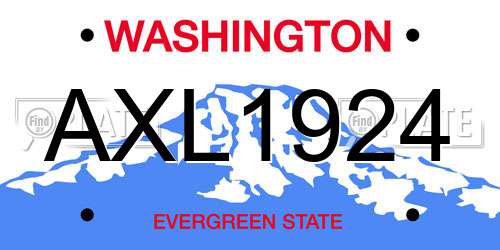 AXL1924 Washington License Plate