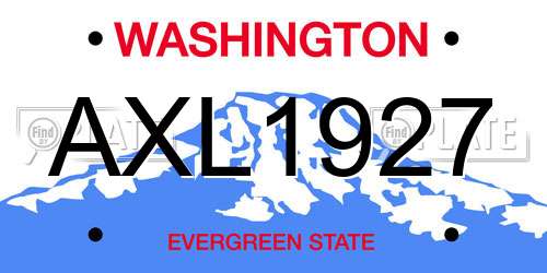 AXL1927 Washington License Plate