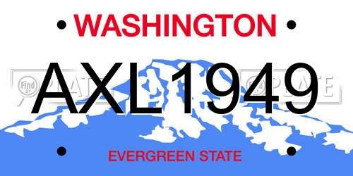 AXL1949 Washington License Plate
