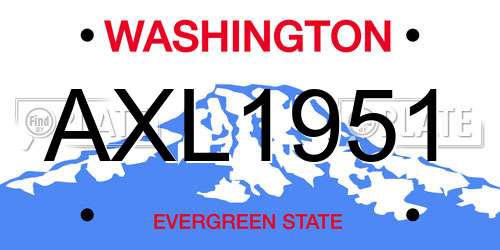 AXL1951 Washington License Plate