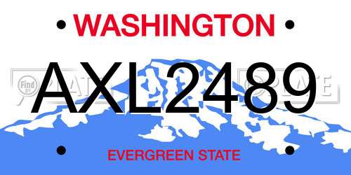 AXL2489 Washington License Plate