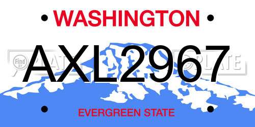 AXL2967 Washington License Plate