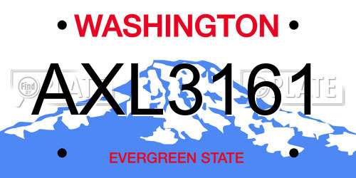 AXL3161 Washington License Plate