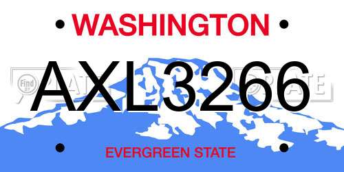 AXL3266 Washington License Plate