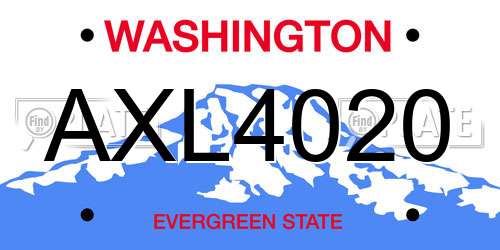 AXL4020 Washington License Plate
