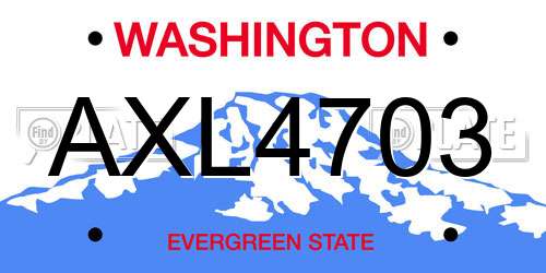 AXL4703 Washington License Plate
