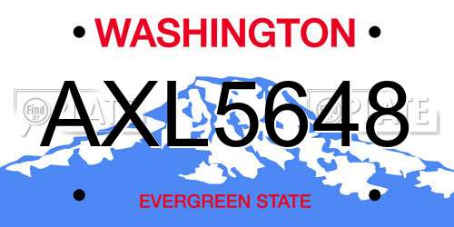 AXL5648 Washington License Plate