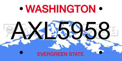 AXL5958 Washington License Plate