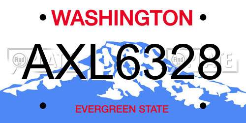 AXL6328 Washington License Plate