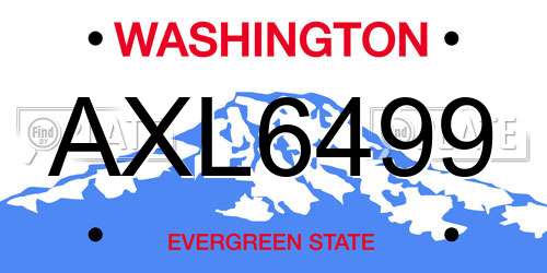 AXL6499 Washington License Plate