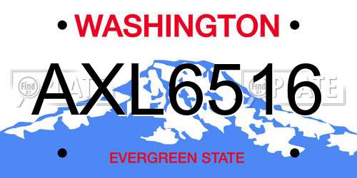 AXL6516 Washington License Plate