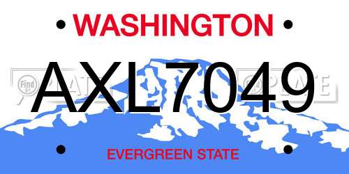 AXL7049 Washington License Plate