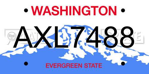 AXL7488 Washington License Plate