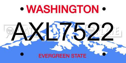 AXL7522 Washington License Plate