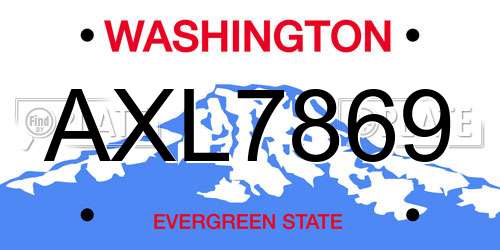 AXL7869 Washington License Plate