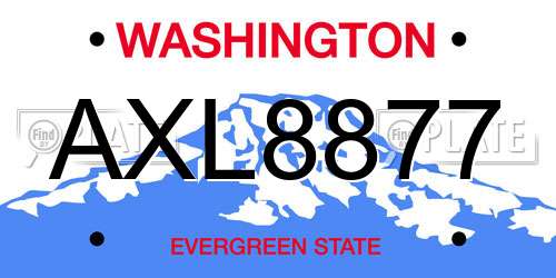 AXL8877 Washington License Plate