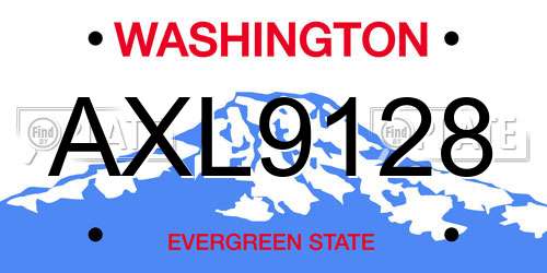 AXL9128 Washington License Plate
