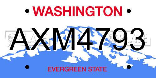 AXM4793 Washington License Plate