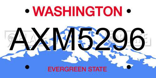 AXM5296 Washington License Plate