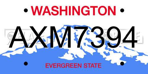 AXM7394 Washington License Plate