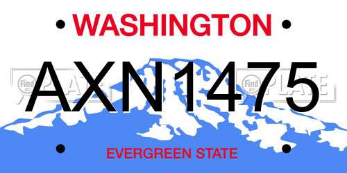 AXN1475 Washington License Plate