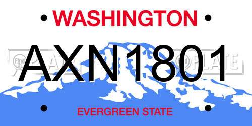 AXN1801 Washington License Plate