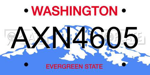 AXN4605 Washington License Plate