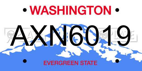AXN6019 Washington License Plate