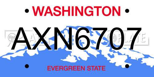 AXN6707 Washington License Plate
