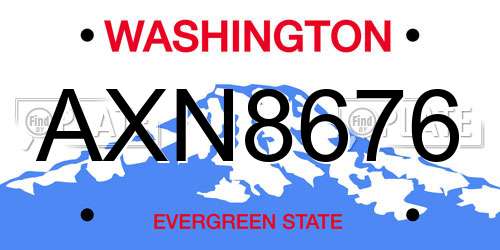AXN8676 Washington License Plate
