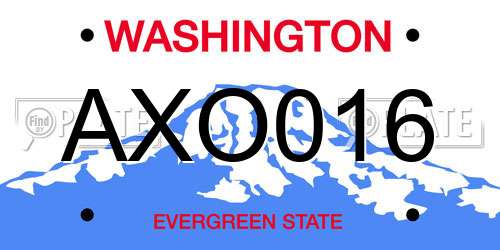 AXO016 Washington License Plate