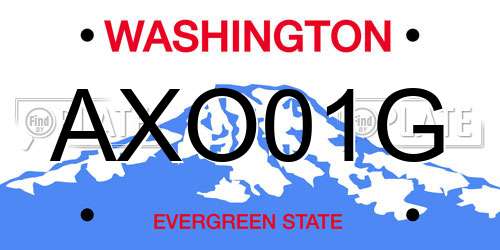 AXO01G Washington License Plate