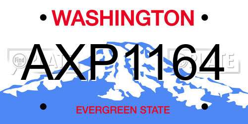 AXP1164 Washington License Plate