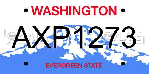 AXP1273 Washington License Plate