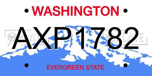 AXP1782 Washington License Plate