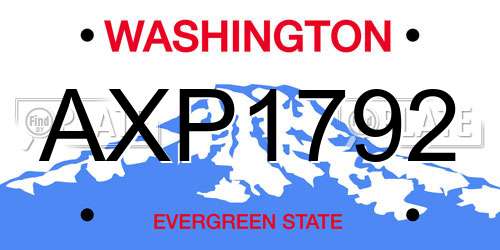 AXP1792 Washington License Plate