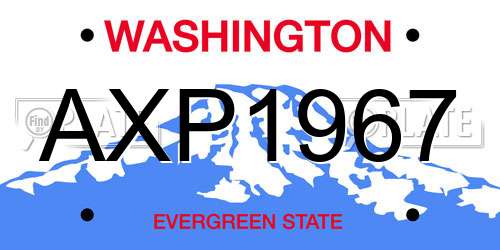 AXP1967 Washington License Plate