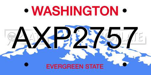 AXP2757 Washington License Plate
