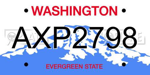 AXP2798 Washington License Plate
