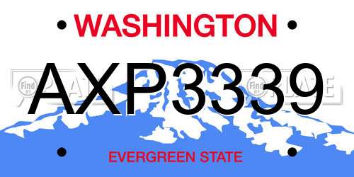 AXP3339 Washington License Plate